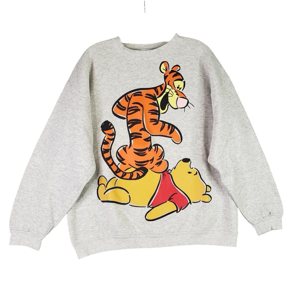 Vintage Disney Pooh Tigger Sweatshirt Animal Kingdom Size Large Double Sided - Picture 2 of 10